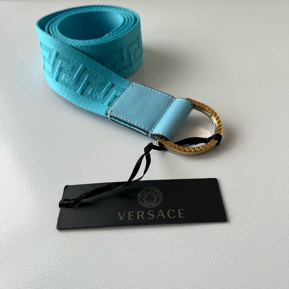 NWT VERSACE Cloth Belt in Turquoise